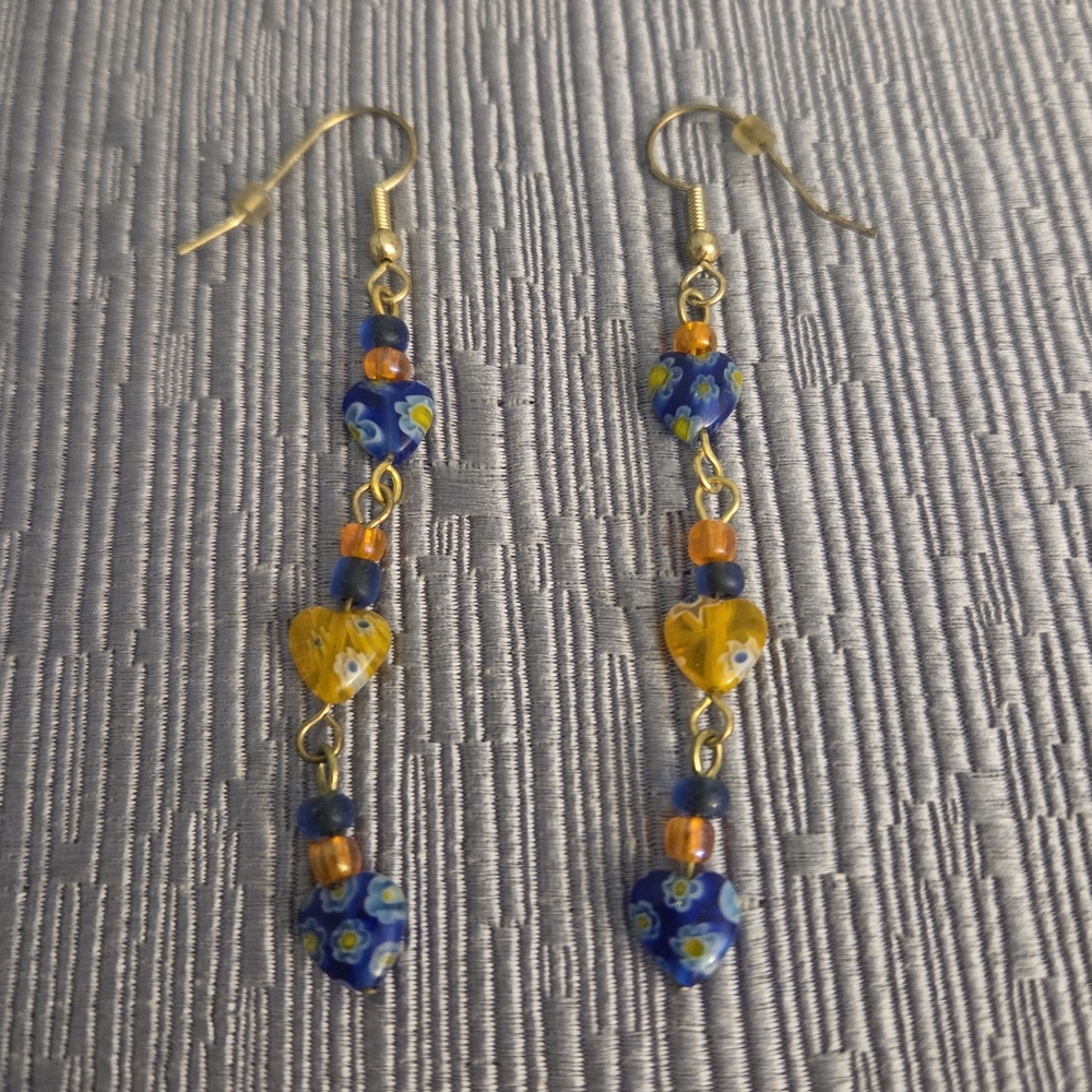 Unbranded Boho Flower Power Heart Dangling Earrings